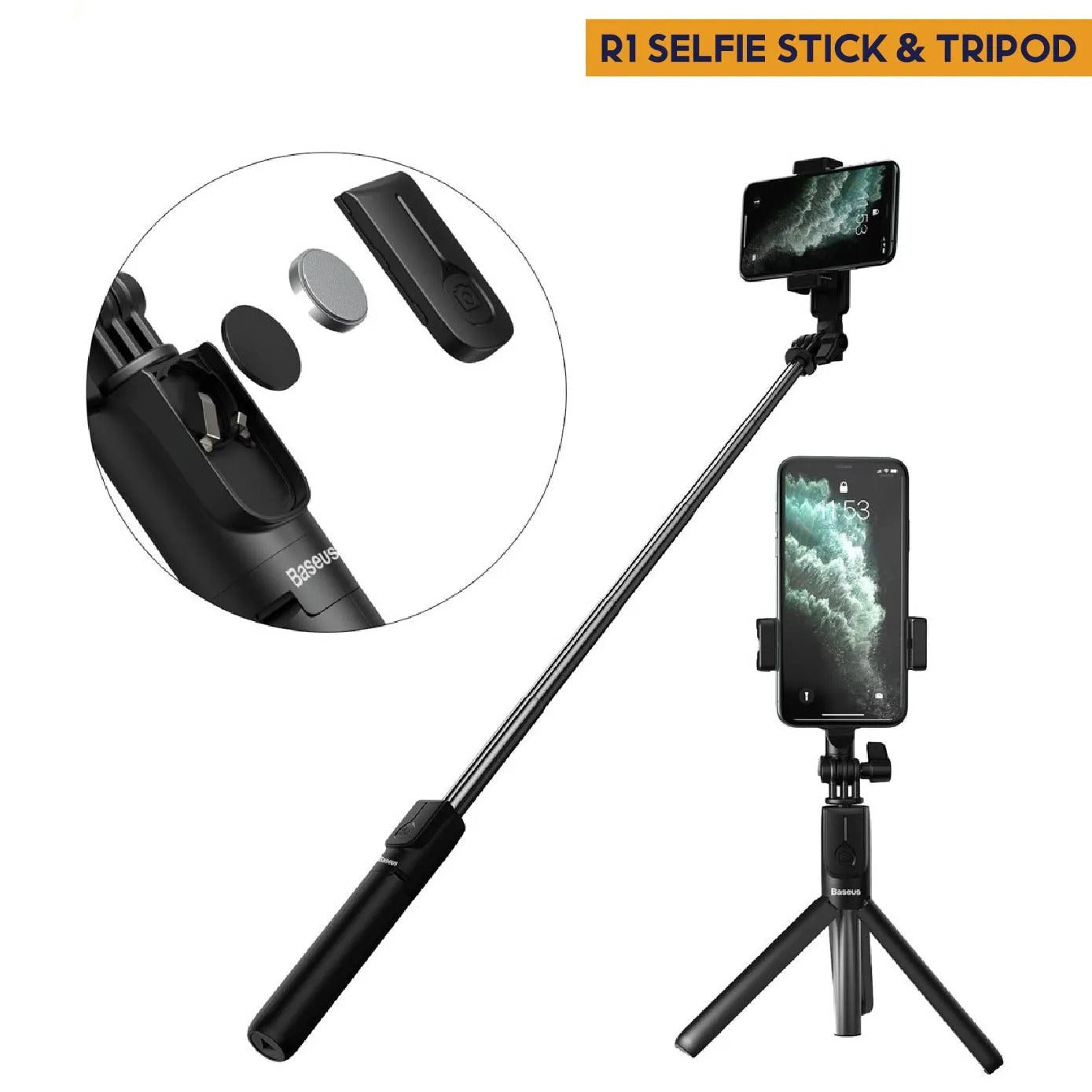 Selfie Stick Tripod R1S Bluetooth Remote Control Tripod Selfie Stick